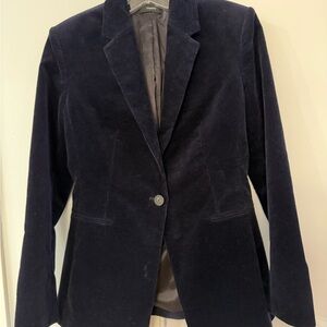 Theory Navy Corduroy Single-Button Blazer